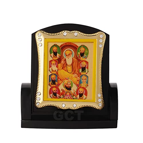 GCT Sikh Ten Guru's (J003-8-A) Sikh Religious Acrylic Frame for Car Dashboard (L*B*H- 2.9 x 1.8 x 3.1 Inches)