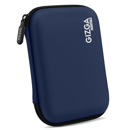 GIZGA Essentials 2.5 Inch External Hard Drive Case Cover| Self Tattoo Semi Hard Shell, Shockproof Water-Resistant PU| Fits WD Seagate Toshiba SSD HDD| Travel Storage Pouch with Mesh Pocket (Blue)