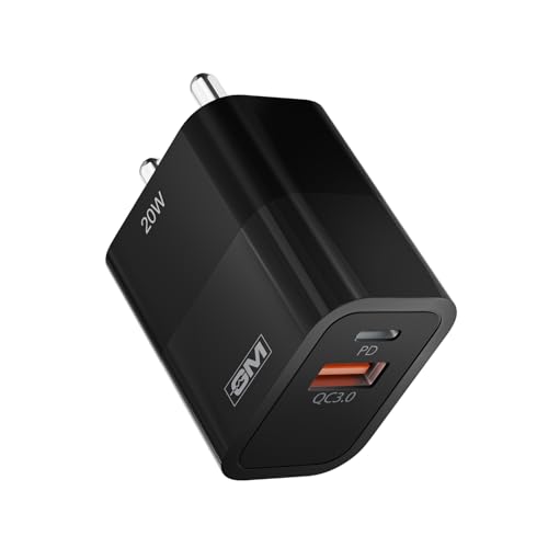 GM G+ 20W Dual-Port Fast Charger | PD 3.0 + QC 3.0 + PPS | USB-C&A Dual Port | Smart Power Allocation | Advanced Protection for iPhone, Samsung, Pixel Series, Tablets,|1 Year Warranty