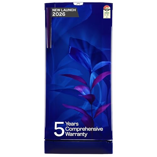 Godrej 185 L 4 Star Rating| 5 Years Comprehensive Warranty | Toughened Glass Shelves | 24 Day Farm Freshness| Jumbo Vegetable Tray | Single Door Refrigerator (RD 195DN TAI MN BL, Marine Blue)