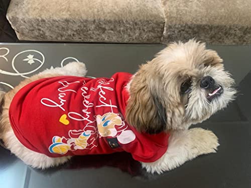 Golden Tails Printed Red T-Shirt for Dogs and Cats (XS 12