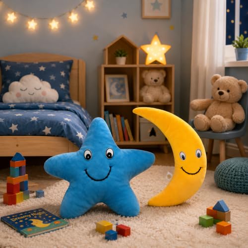 Goldenhub Polyester Combo of Star Yellow & Blue Colour Plush/Soft Toy for Boys, Girls and Kids, Super-Soft, Safe, Great Birthday Gift (25 Cm_Blue/Yellow)