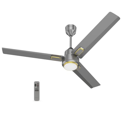 Goldmedal Opus Aura Lux 1200mm BLDC Ceiling Fan with Remote Control | High Air Delivery | 5-Star Energy Efficient Fan | Up to 60% Energy Saving | Low Noise Operation | Titanium Grey