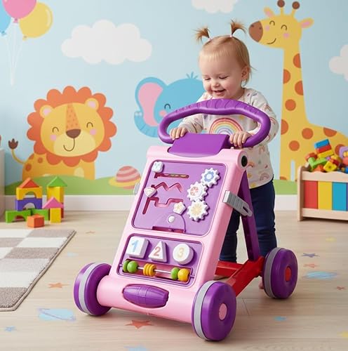 Goyal's Baby Activity Walker - Toddler Learning Toys Push Walker for 6 Months -15 Months (Pink)
