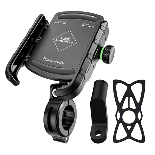 GRAND PITSTOP Mobile Holder for Bikes | (Black - Jaw Grip 360° Rotation) | Phone Mount for Motorcycle, Bicycle, Scooter | GPS Navigation Support | Anti-Slip Clamp | Sturdy Build