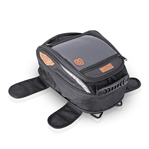 GUARDIANGEARS Jaws Mini 18L Magnetic Tank Bag with Waterproof Rain Cover fits on All Motorcycles with a Metal Tank from 100CC to 1000CC