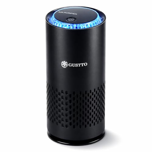 Gustto AeroGo 3.0 Car Air Purifier | 3-Stage Filtration with HEPA13 | Removes 99.997% Dust & Smoke | Negative Ion Technology | Car and Desk Compatible | Aroma Diffuser | Type-C Powered, Black
