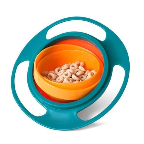 Gyro Bowl for Toddlers 360° Rotating Spill Proof Snack Bowl with Lid | Non-Spill Baby Feeding Bowl for Kids 1-3 Years | BPA Free Magic Anti Spill Food Container for Travel, Car & Home (Random Color)