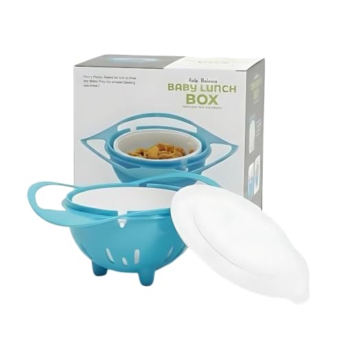 Gyro Bowl for Toddlers 360° Rotating Spill Proof Snack Bowl with Lid | Non-Spill Baby Feeding Bowl for Kids 1-3 Years | BPA Free Magic Anti Spill Food Container for Travel, Car & Home (Random Color)