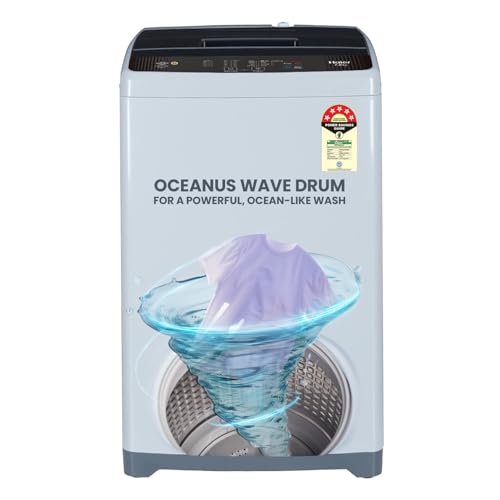 Haier 7 Kg, Oceanus Wave Drum, 15 Min Quick Wash, Magic Filter, 8 Wash Programs, Fully Automatic Top Load Washing Machine (HWM70-AE | Moonlight Silver)