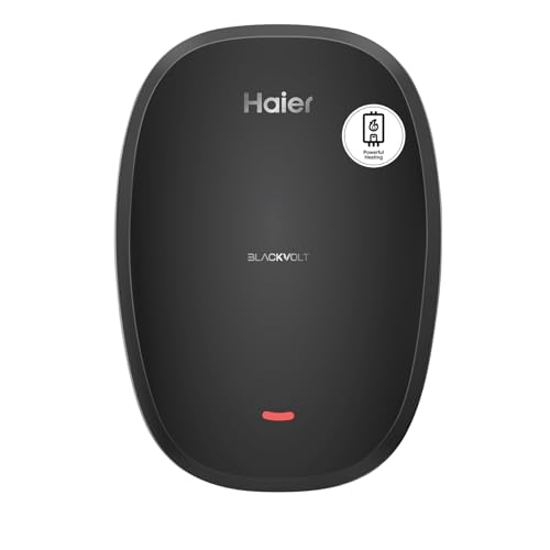 Haier BlackVolt Instant Water Heater 3 Litre with 3kW | Fast Heating | Copper Heating Element | 6.5 Bar Pressure | Instant Geyser for Kitchen & Bathroom | 5-Year Tank Warranty | EI3V-BLACKVOLT