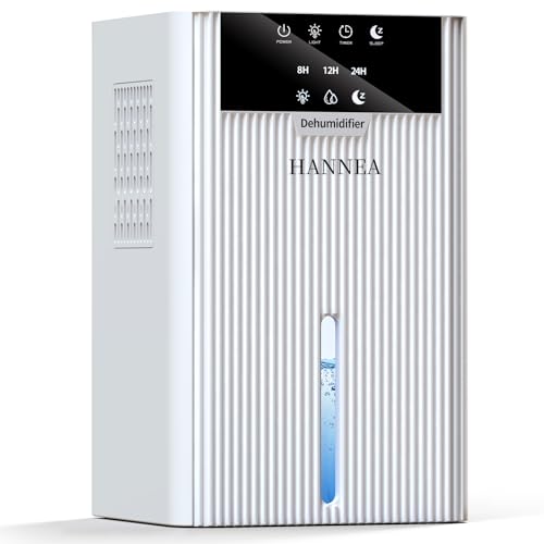 HANNEA® Dehumidifier for Home (269 Sq. Ft), 2.2L Water Tank, Up to 450ml/Day, Auto Shut Off | 7 Color Lights | 3 Timer(8/12/24H) | Sleep Mode | Automatic Defrosting Smart Touch Control | LED Display