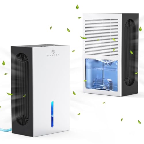 HANNEA Dehumidifier for Room Moisture Bedroom 500 Sq Ft 2.4L Tank 2 Modes