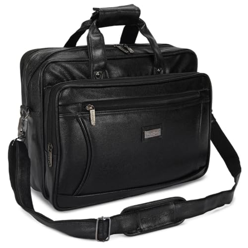 Hard Craft Vegan Leather Office Laptop Messenger and Shoulder Side Sling Hand Bag For Men Corporate Executive Briefcase Bag For Man Supports Laptop Upto 15.6 inches