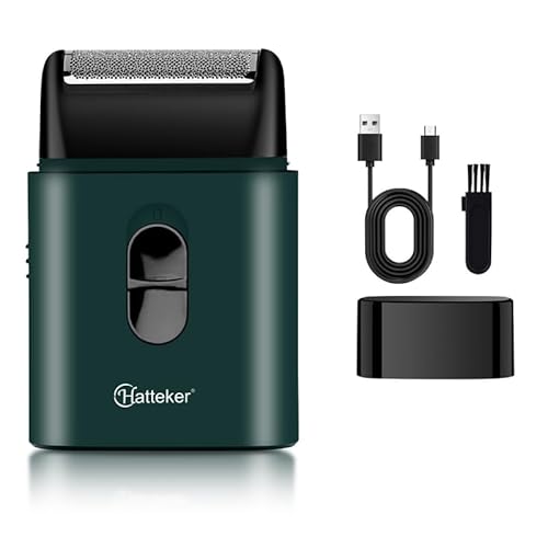 HATTEKER HT-911 Professional Electric Ultra-Thin Shaver Rechargeable Razor for Face Care Beard Trimmer Reciprocating Blade with USB for Men's - Green