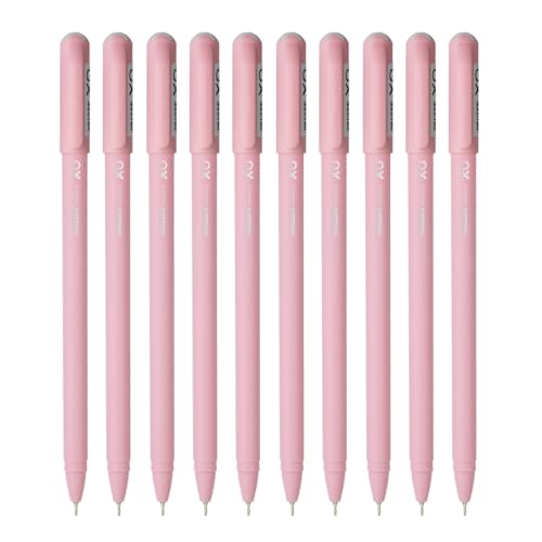 Hauser XO Girls Squad Pink Body 0.7mm Ball Pen | Minimalistic Body with Matt Finish Body | Black Ink, Pack of 10 Pens