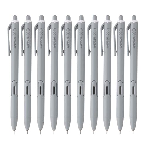 Hauser XO RT Retractable Ball Pen | Sleek Body & Minimalistic Design | Matt Finish & Solid Body Type | Low Viscosity Ink With Ultra Durable Tip | Black Ink, Set Of 10