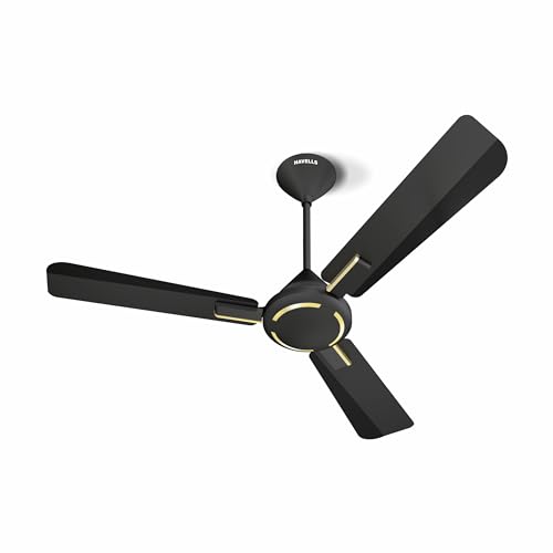Havells 1200mm Ambrose Energy Saving High Speed Ceiling Fan|Premium Finish, Deco.Fan, Elegant Looks, High Air Delivery| 2 Yr Warranty by Brand | (Pack of 1, Midnight)