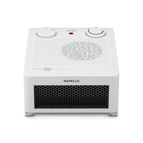 Havells Adnis Room Heater| Dual Heat Setting 900/1800 Watt| Safety with Overheat Protection| Adjustable Thermostat Control Knob| Fire Retardant Material| Cool Fan Function| 2 Year Warranty (White)