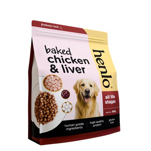 Henlo Baked Chicken & Liver Dry Dog Food | 100% Human Grade Ingredients | 800G | Dry Food for Adult Dogs & Puppies