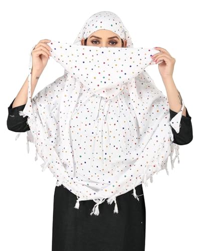 Hetzon Sales Cotton Long Scarf Cum Mask Scarves Usable for Vehicle Driver | Printed Design Fabric | Universal Size | For Girl & Women | Soft Sun Protection Light Weight (Bindi)
