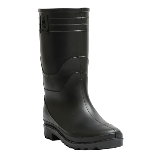 Hillson Welcome Gumboot | Waterproof, Anti-Skid, Comfortable Sole, Full Black, Protection against Oil, Acid, Chemicals | Size 08 INDIA/UK