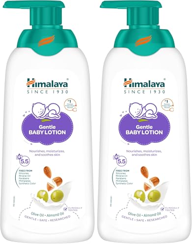 Himalaya Gentle Baby Lotion 400ml with Almond oil, Olive oil, Country Mallow | No.1 Doctor-Prescribed Brand |pH 5.5 formulation | Nourishes and moisturizes your baby's skin | Safe for Newborns