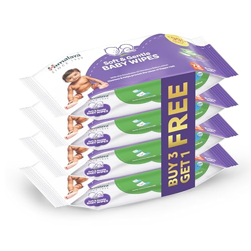 Himalaya Soft & Gentle Baby Wipes |72 Wipes x B3 G1 Free - 288 Wipes | With Licorice & Aloe Vera | Gently cleanses & Helps prevent the cause of Nappy Rash | With the Goodness of Himalaya Baby lotion | Extra Soft | Skin-Friendly pH