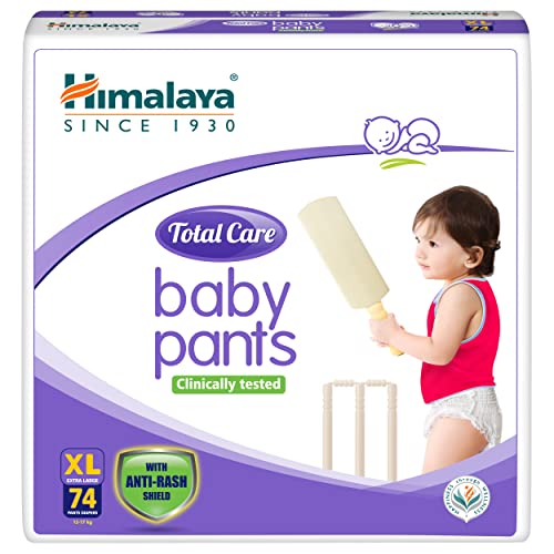 Himalaya Total Care Baby Pants Diapers, Extra Large (12-17 kg), 74 Count, With Anti-Rash Shield, Rapid Absorption, Superior Comfort, Clinically tested