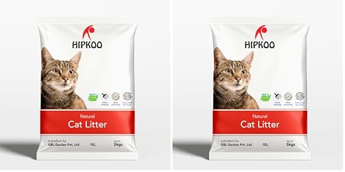 Hipkoo Exclusive Cat Litter 10Kg 100% Natural Unscented Bentonite Clay Dust Free Fragrance Free Absorbent Eco-Friendly Sand for All Breeds of Cats 2 Packs of 5 Kgs (Combo)