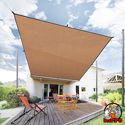 HIPPO Shade Sail with Polyester Band Affordable & Premium 150 GSM Sun Shade UV Block for Outdoor Car Parking (Beige-Brown, 9.5FTX20FT)