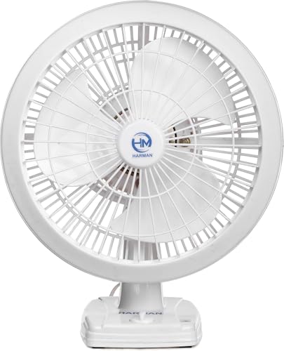 HM 12 Inch AP Table Fan P1 300 MM Bedroom, Home and Office, 90-Degree Tilt Head,12 Inch 3 Blade, 3 Speed Setting, Star Rated Table Fan, 1 Year Warranty (White)