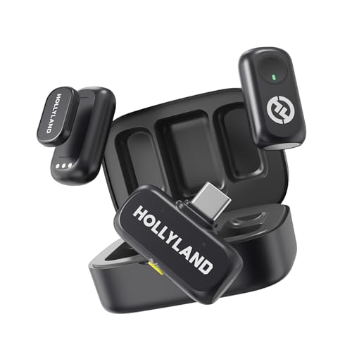 Hollyland Lark A1 Duo Wireless Lavalier Microphone, 48kHz/24-bit Audio, 3-Level Noise Cancellation, 200m Range, Clip-On Mic for iPhone 15/16, Android, YouTube, Podcast & Vlog