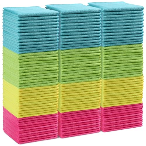 HOMEXCEL Microfiber Cleaning Cloth,150 Pack Cleaning Rags, Cleaning Towels with 4 Color Assorted,11.5