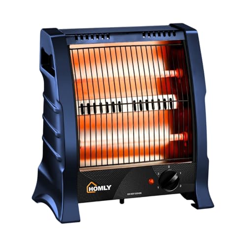 Homly Ritz 800 Watts Halogen Room Heater with Dual Heating Tubes | ISI Approved | Dual Heating Settings For 400W & 800 W | Cool Touch Shockproof Body with High Thermal Protection - Blue