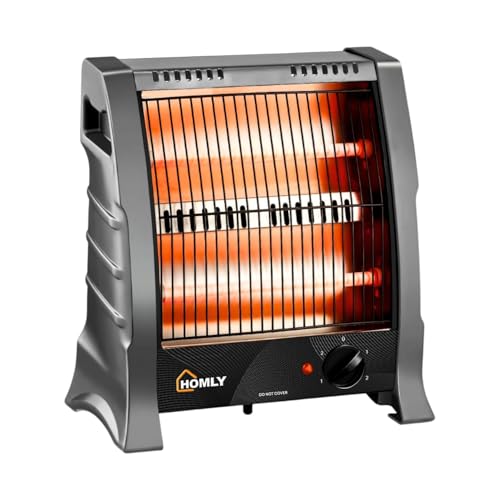 Homly Ritz 800 Watts Quartz Room Heater with Dual Heating Tubes | Dual Heating Settings For 400W & 800 W | Tip-over Protection|Cool Touch Shockproof Body with High Thermal Protection - Grey