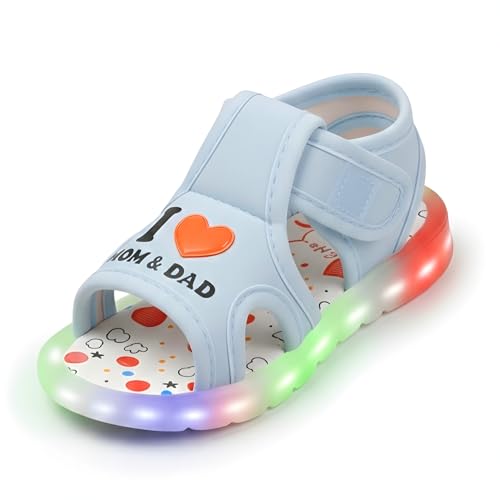 HOOH Kids Chu-Chu Sound Musical First Walking Sandals and shoes for Baby Boys and Baby Girls Of Age 0 Months to 3 Years (SKY WITH LIGHTS, UK Footwear Size System, Toddler, Age Range, Medium, 12 Months, 15 Months)