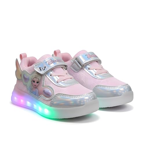HOOH Kids Girls Light Up Walking Shoes with Velcro Closure for up to 5 Years (Pink, UK Footwear Size System, Little Kid, Numeric, Medium, 12)