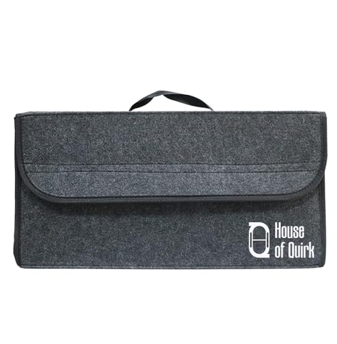 House of Quirk Car Trunk Organizers Large Anti Slip Car Trunk Compartment Boot Cleaning Supplies Storage Organizer Utility Tool Bag (Dark Grey) (Felt)