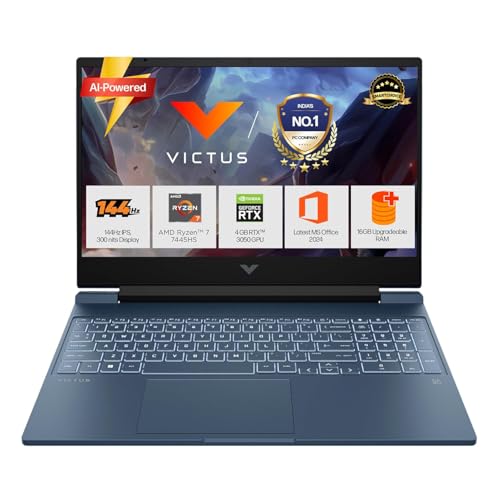HP Smartchoice Victus, AMD Ryzen 7 7445HS, 6GB RTX 3050, 16GB DDR5(Upgradeable) 512GB SSD, FHD, 144Hz, 300 nits, 15.6''/39.6cm, Win 11, M365* Office24, Blue, 2.29kg, fb3134AX/3120ax, Gaming Laptop