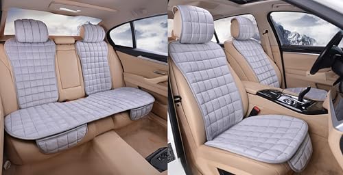 HSR 7 Pcs Set Comfortable Ultra-Soft Car Seat Cover, Breathable Flax Fabric Front & Back Seat Car Seat Cover for All Seasons - Universal Fit (7 Pcs Set)