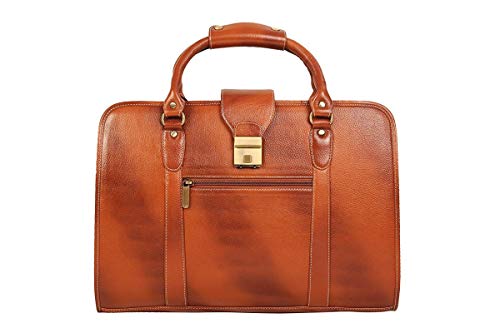 HYATT Leather Accessories Men's Leather Shoulder Office Bags (Tan)