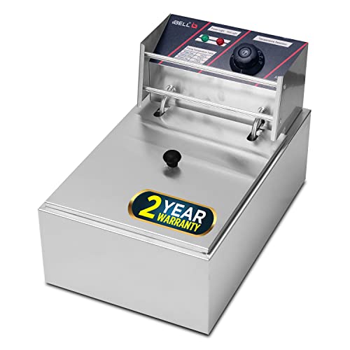 IBELL DF610M Electric Deep Fryer 2500W with 6 Litre Capacity, Stainless Steel Body And Basket, Temperature Control (Silver)