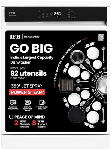 IFB 14 Place Settings with DeepClean® Technology Freestanding Dishwasher (Neptune FX14, White, 70° Hot Water Wash with Hygienic Steam Drying, Perfect for Indian Utensils)