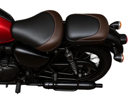 IGNITEX Waterproof Original Leather Seat Cover for Royal Enfield Classic 350, Classic 500, Bullet 350 in Black (Before 2022 Models)
