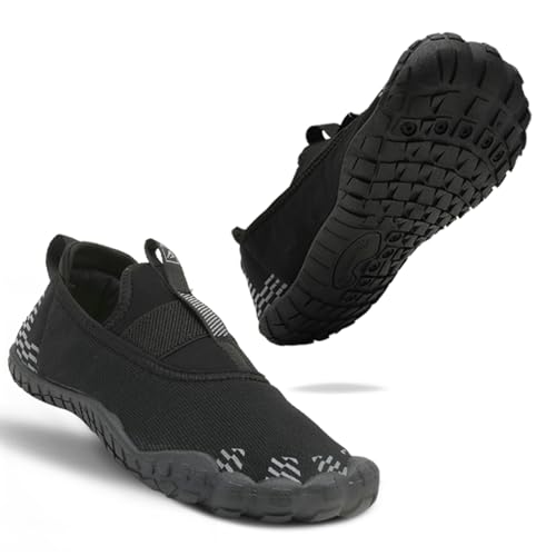 Impakto Barefoot Rooted Comfortable Big Toe Box Gym, Cross Training,Running, Walking Shoes for Men Black, 7 UK