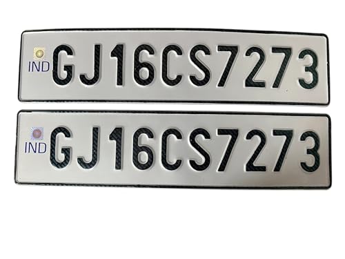 IND Emboss car Number Plate Both Side White Background, Set of 2 Without bar Code Non hsrp Plate