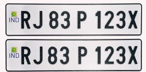 IND Embossed Car Number Plate Set | Die-Pressed | IND Font & Hologram |High Visibility Black Lettering | Non-HSRP | No Barcode or Serial Code| Compatible with Old Registration