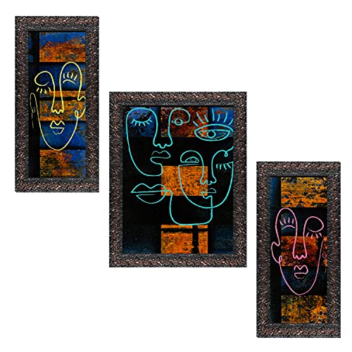 Indianara 3 Pc Set Of Still Art Paintings Without Glass (6 X 13, 10.2 X 13, 6 X 13 INCH, Brown Leaf)