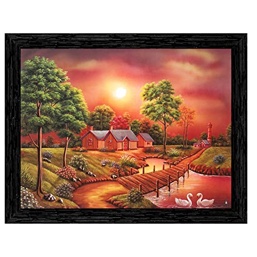 Indianara Scenery (4391BK) -Synthetic Fame, 10 x 13 Inch, Multicolor